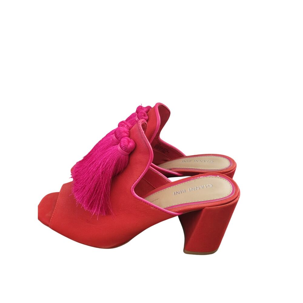 Gianni Bini | The Bold Move Mule– Red Satin Slides w Statement Tassels- Sz 8.5 - Picture 3 of 5